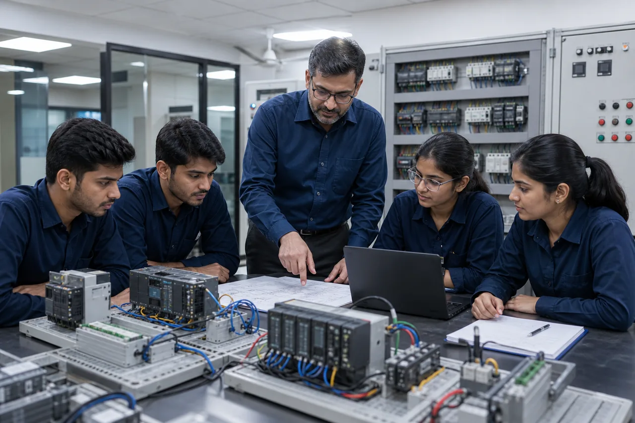Engineering team training on PLC and automation systems